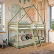 Lit cabane superposé 90x200 sommier inclus Laura Olive