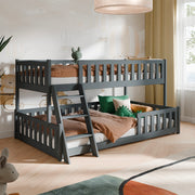 Lit superposé 90-120x200 au sol sommiers inclus Léane Anthracite