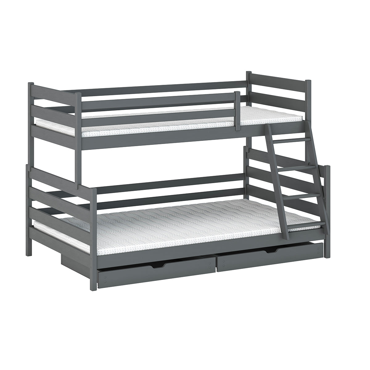 Lit superposé 90-120x200 sommiers et tiroirs inclus Léo Anthracite - vue 2