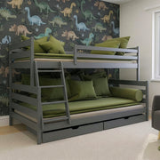 Lit superposé 90-120x200 sommiers et tiroirs inclus Léo Anthracite