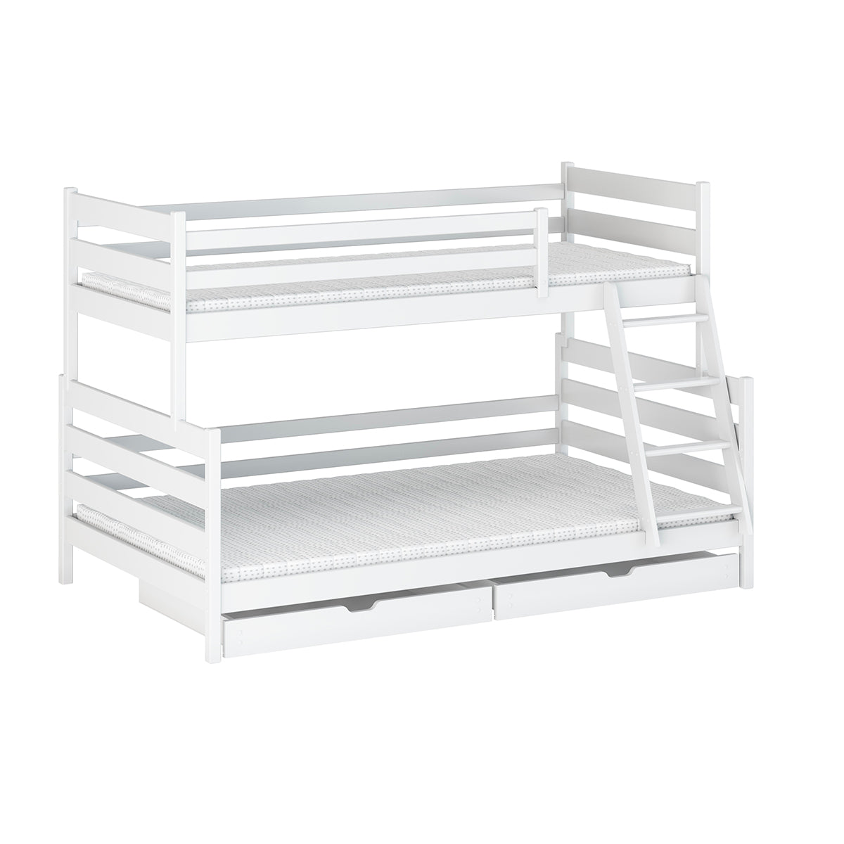 Lit superposé 90-120x200 sommiers et tiroirs inclus Léo Blanc - vue 2