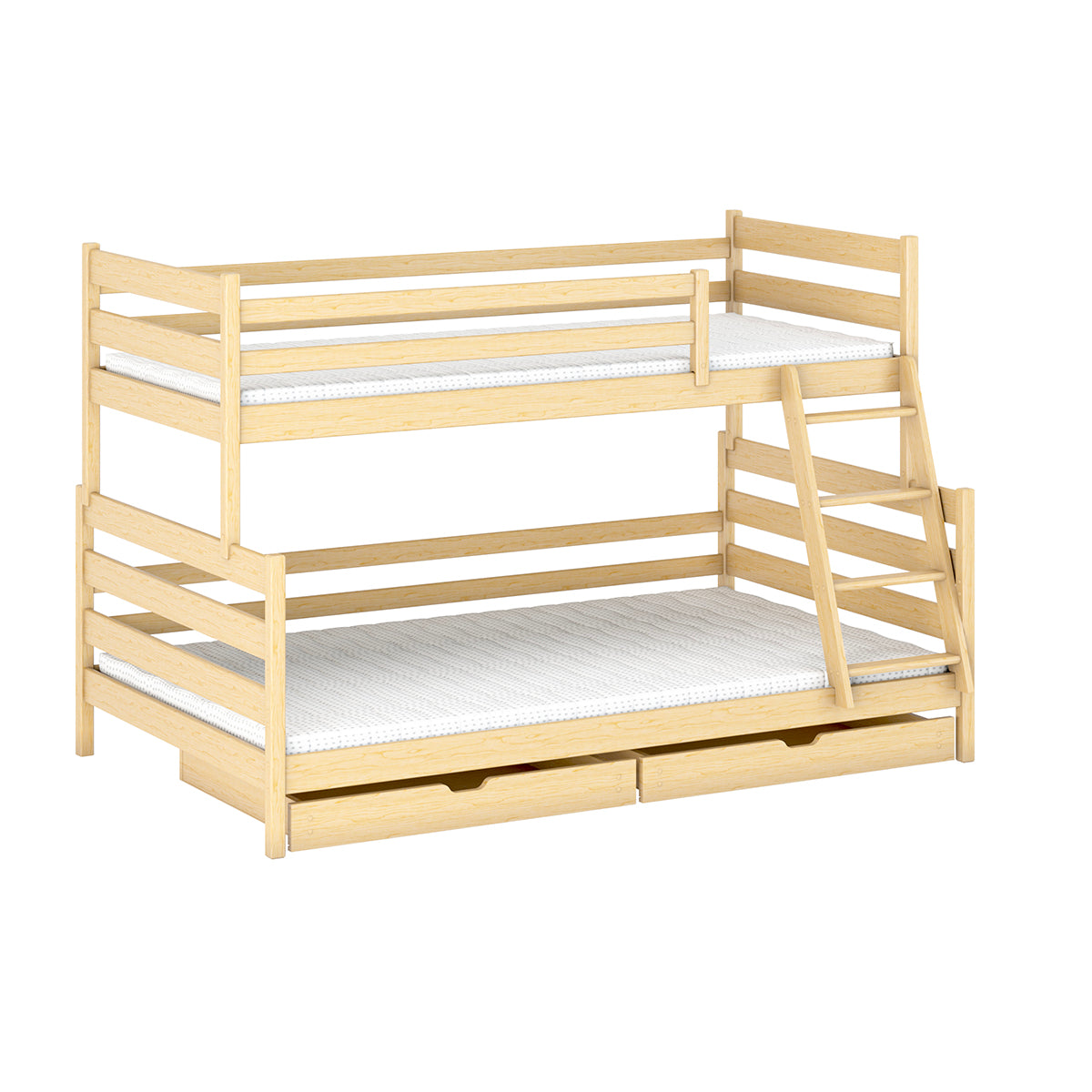 Lit superposé 90-120x200 sommiers et tiroirs inclus Léo Bois - vue 2