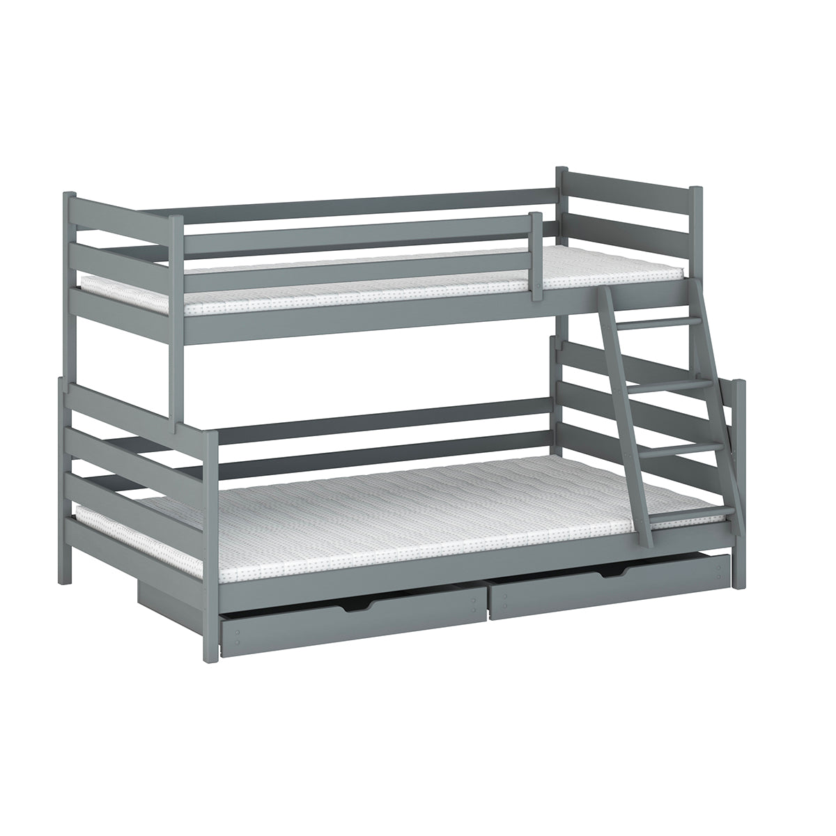Lit superposé 90-120x200 sommiers et tiroirs inclus Léo Gris - vue 2