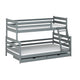 Lit superposé 90-120x200 sommiers et tiroirs inclus Léo Gris