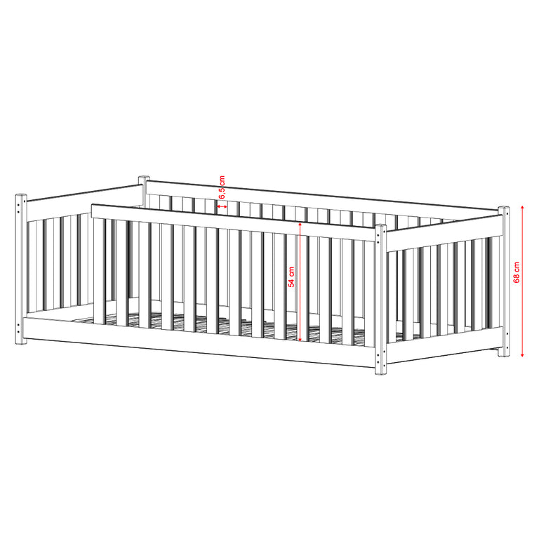 Lit au sol 90x200 sommier inclus Lilou Blanc - vue 3