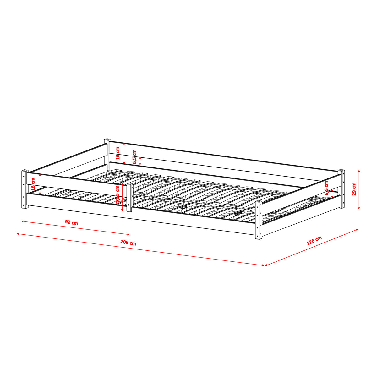 Lit au sol 120x200 sommier inclus Lily Blanc - vue 3