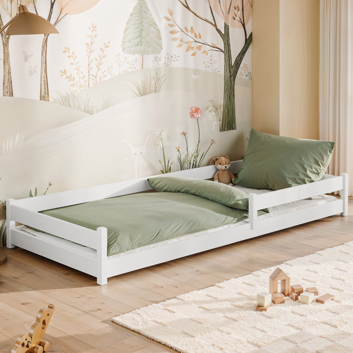 Lit au sol 90x200 sommier inclus Lily Blanc