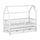 Lit cabane 90x200 sommiers lit gigogne et tiroirs Lino Blanc