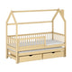 Lit cabane 90x200 sommiers lit gigogne et tiroirs Lino Bois
