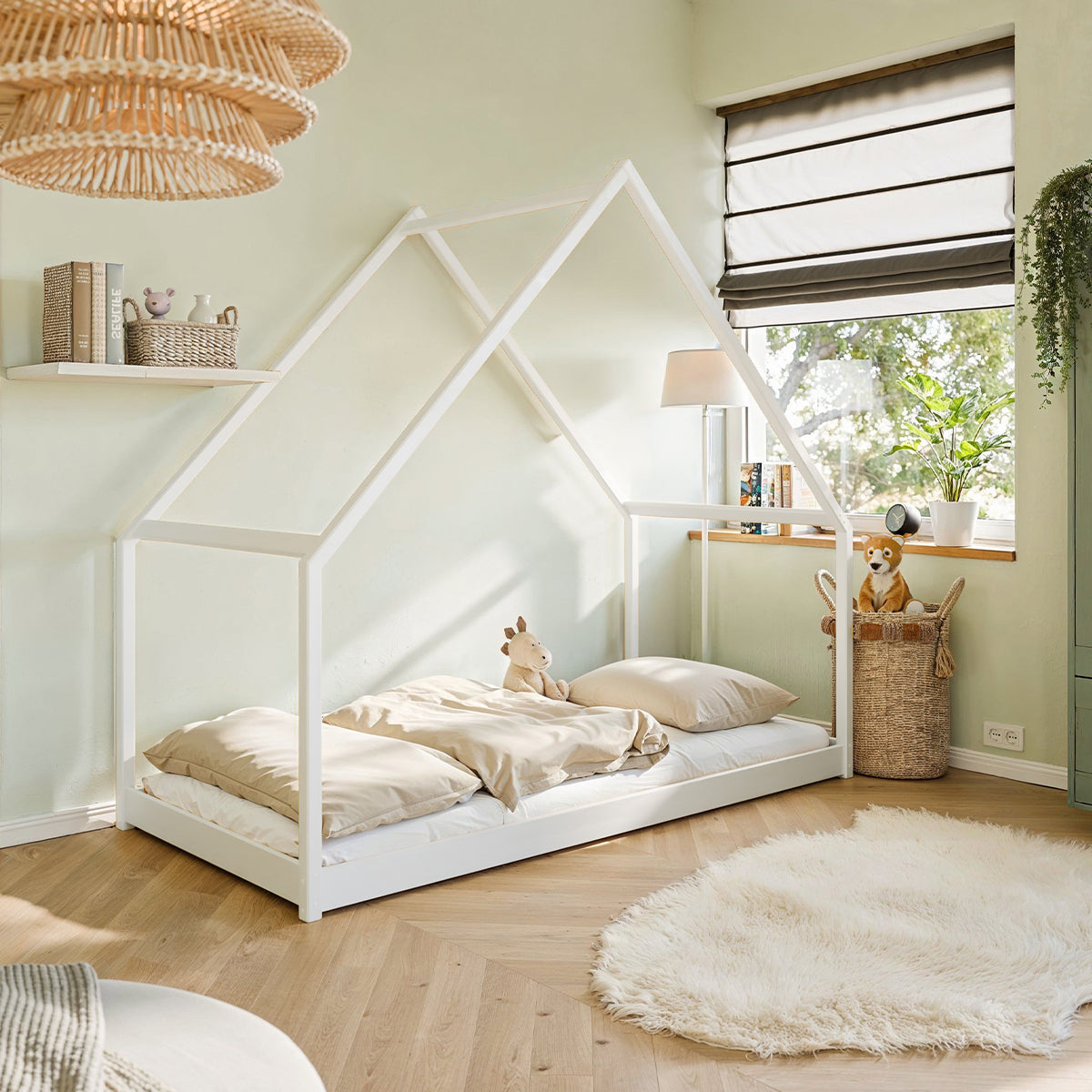 Lit cabane 90x200 sommier inclus Louisa Blanc