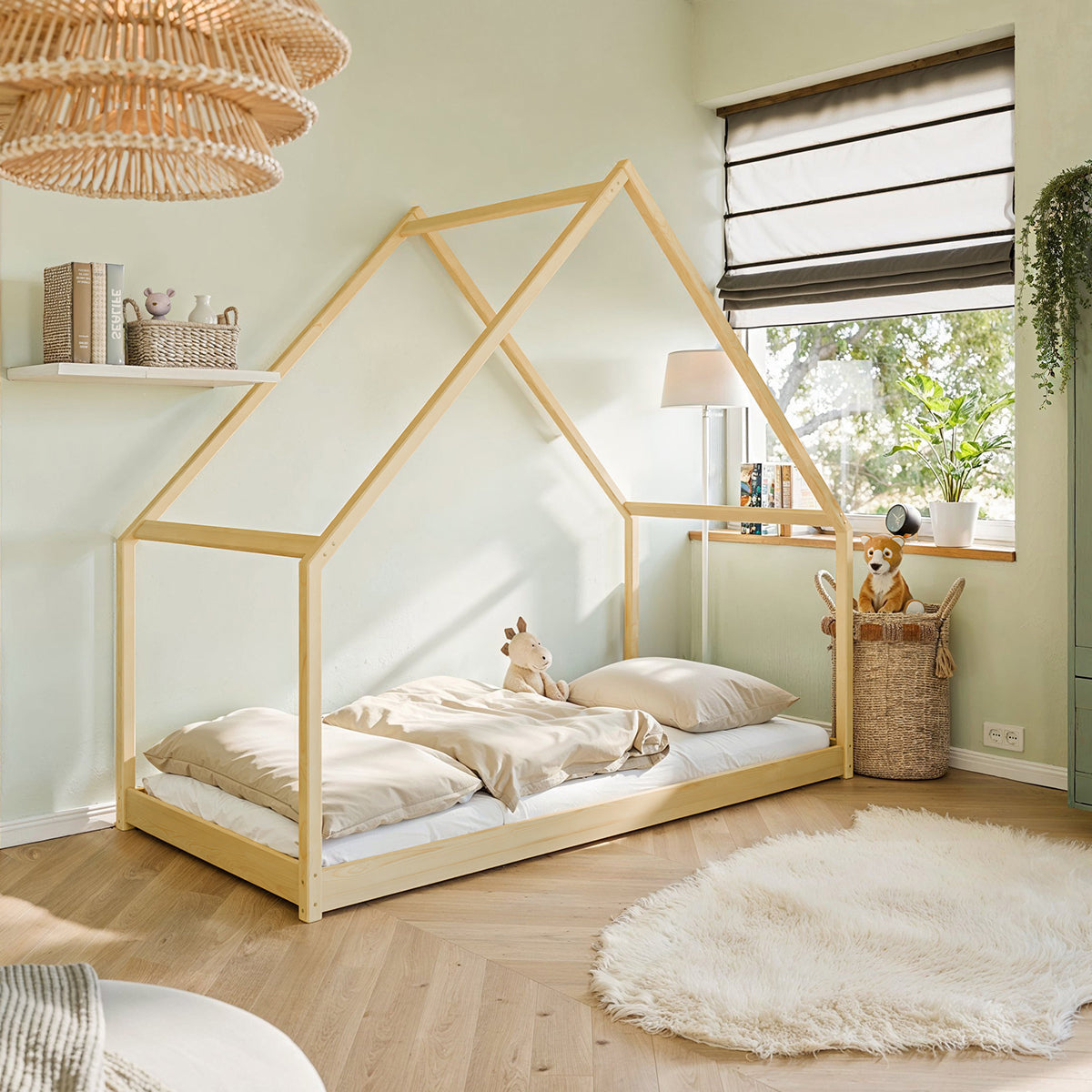 Lit cabane 90x200 sommier inclus Louisa Bois