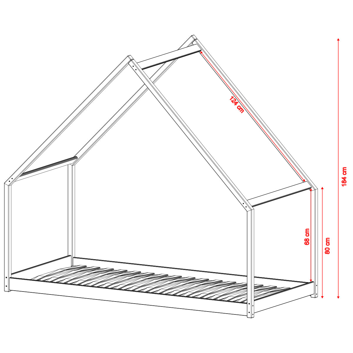 Lit cabane 90x200 sommier inclus Louisa Blanc - vue 3