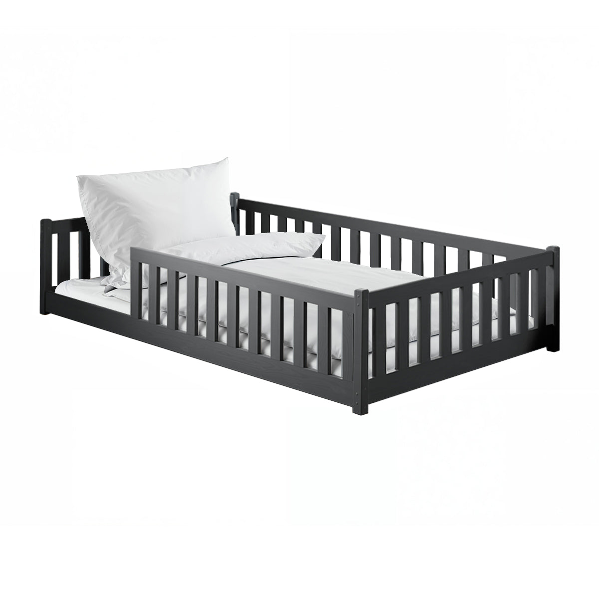 Lit au sol 120x200 sommier inclus Maya Anthracite - vue 2