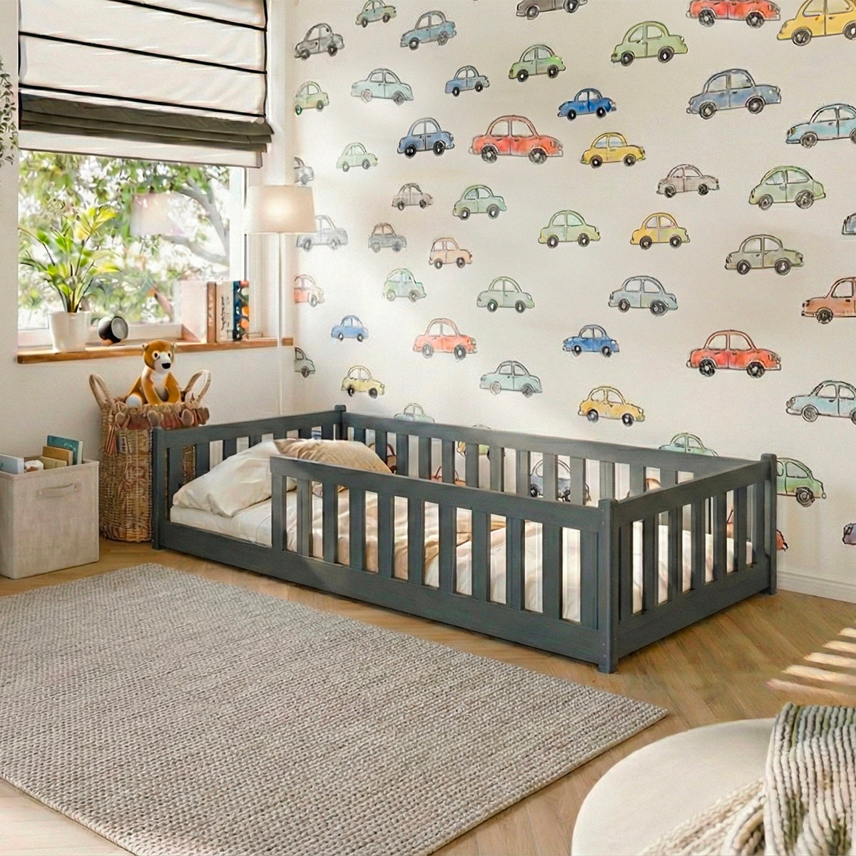 Lit au sol 80x160 sommier inclus Maya Anthracite