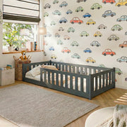 Lit au sol 90x190 sommier inclus Maya Anthracite
