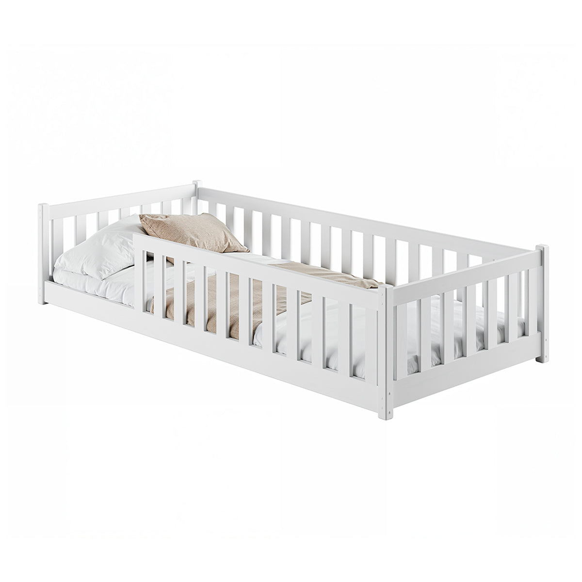 Lit au sol 90x200 sommier inclus Maya Blanc - vue 2