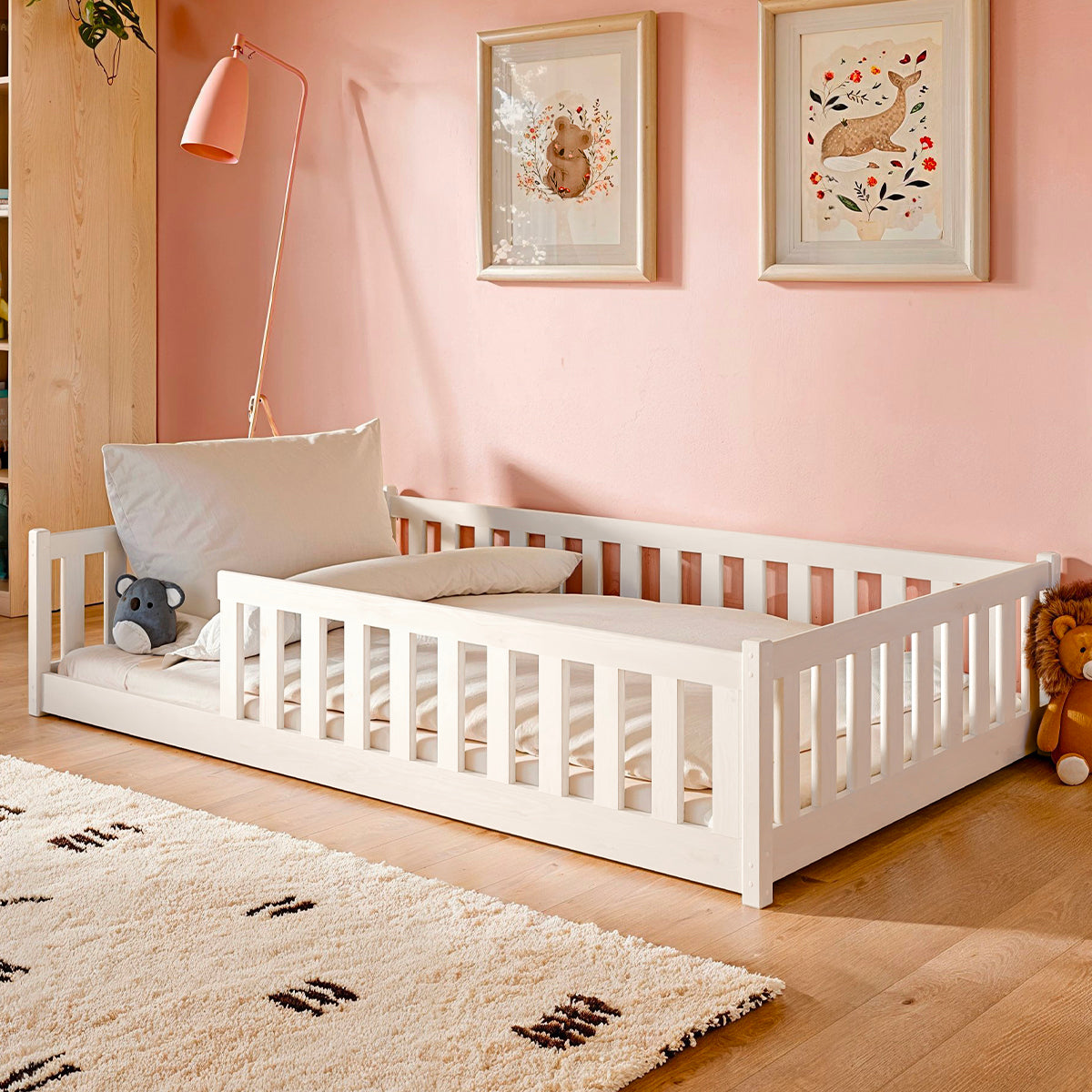 Lit au sol 120x200 sommier inclus Maya Blanc