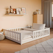 Lit au sol 140x200 sommier inclus Maya Blanc