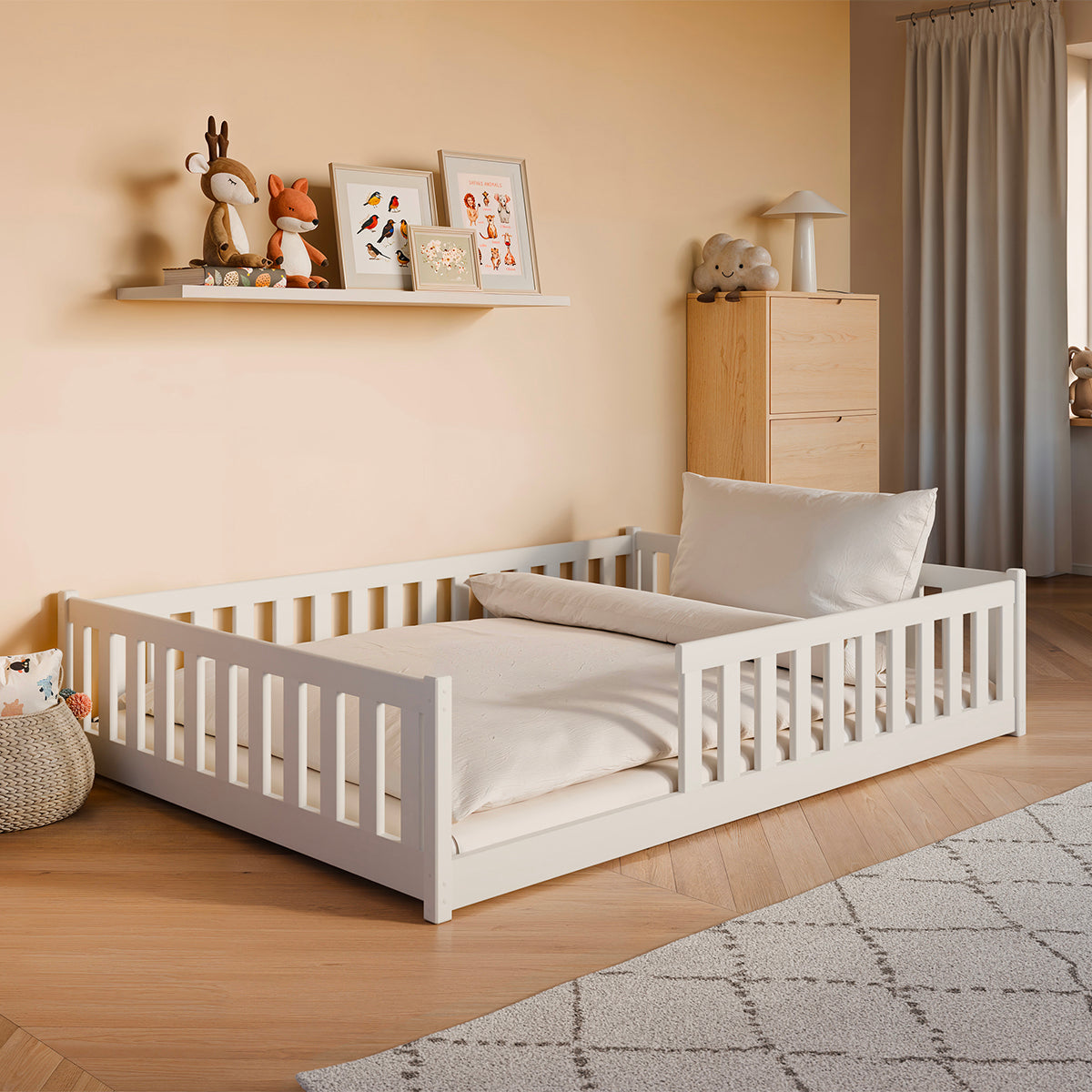 Lit au sol 140x200 sommier inclus Maya Blanc