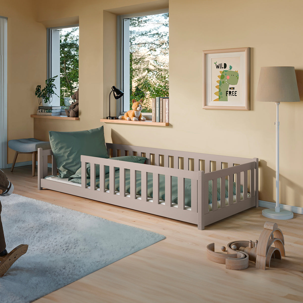 Lit au sol 80x160 sommier inclus Maya Cachemire