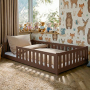 Lit au sol 120x200 sommier inclus Maya Marron foncé