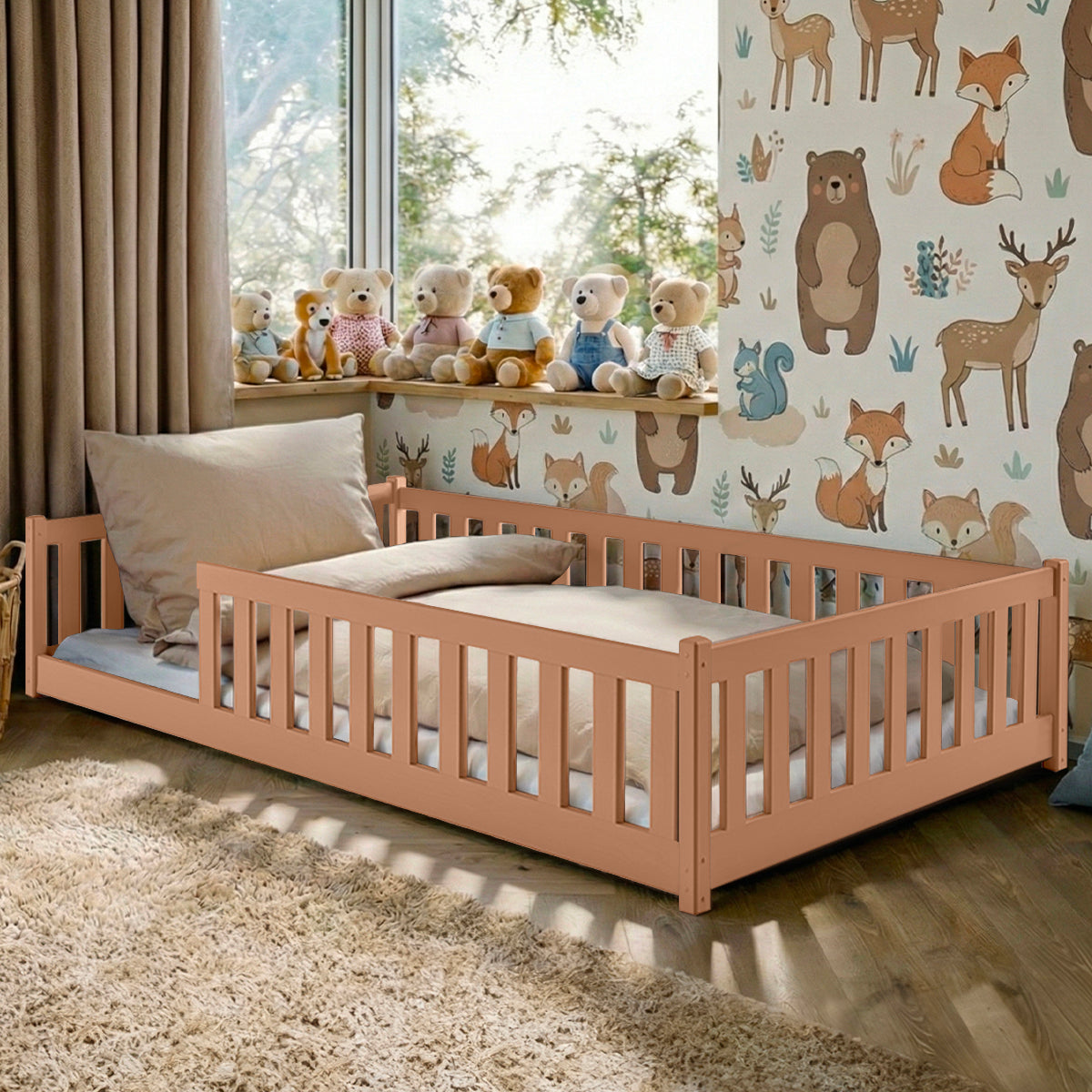 Lit au sol 120x200 sommier inclus Maya Marron