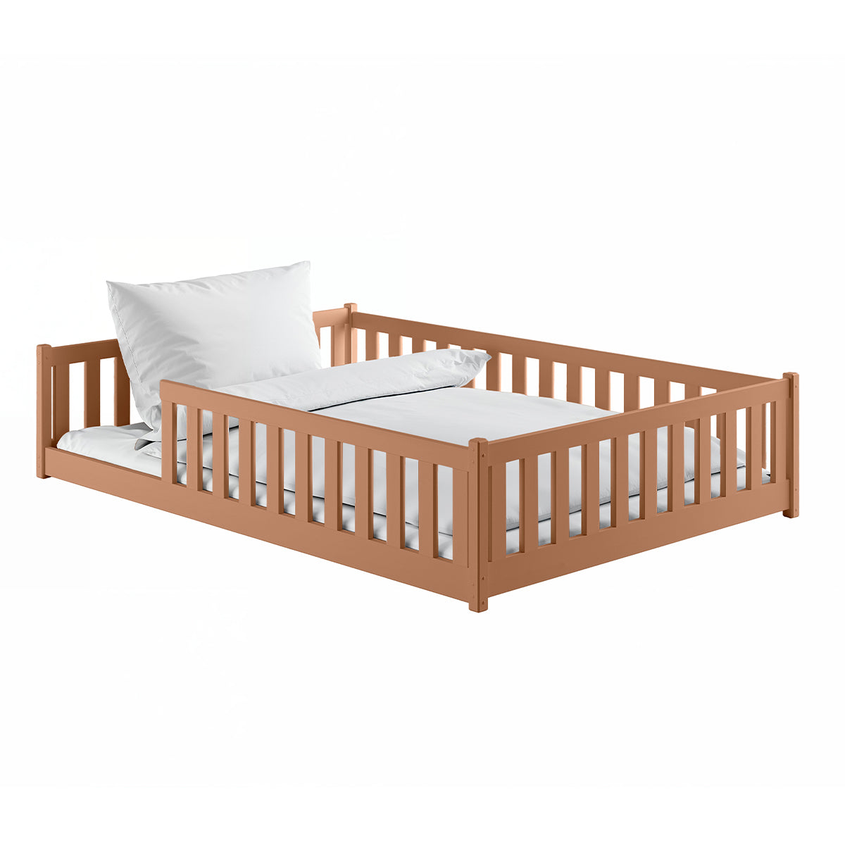 Lit au sol 140x200 sommier inclus Maya Marron - vue 2