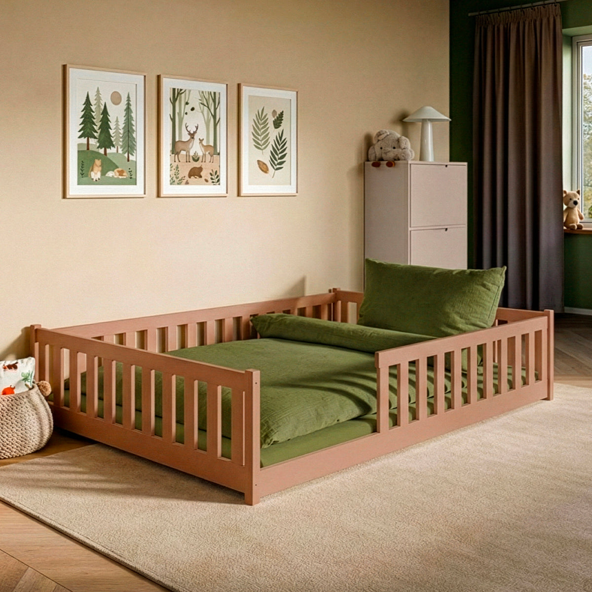 Lit au sol 140x200 sommier inclus Maya Marron