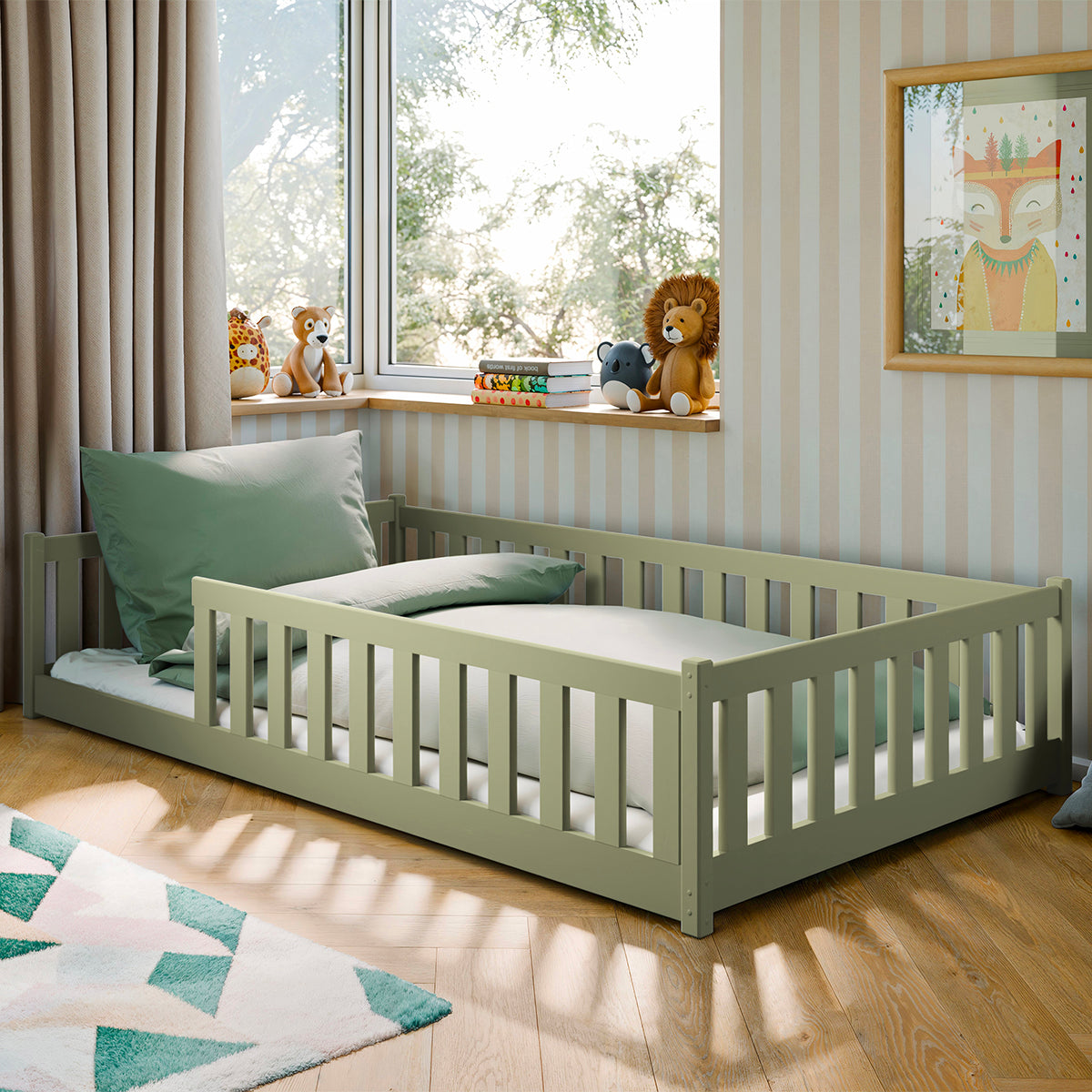 Lit au sol 120x200 sommier inclus Maya Olive