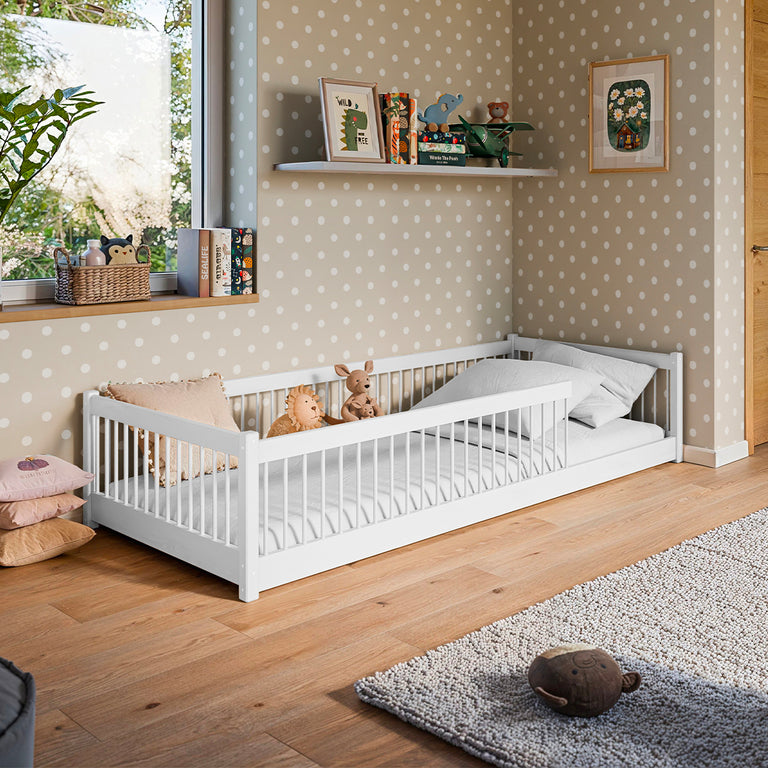 Lit au sol 90x200 sommier inclus Tamara Blanc