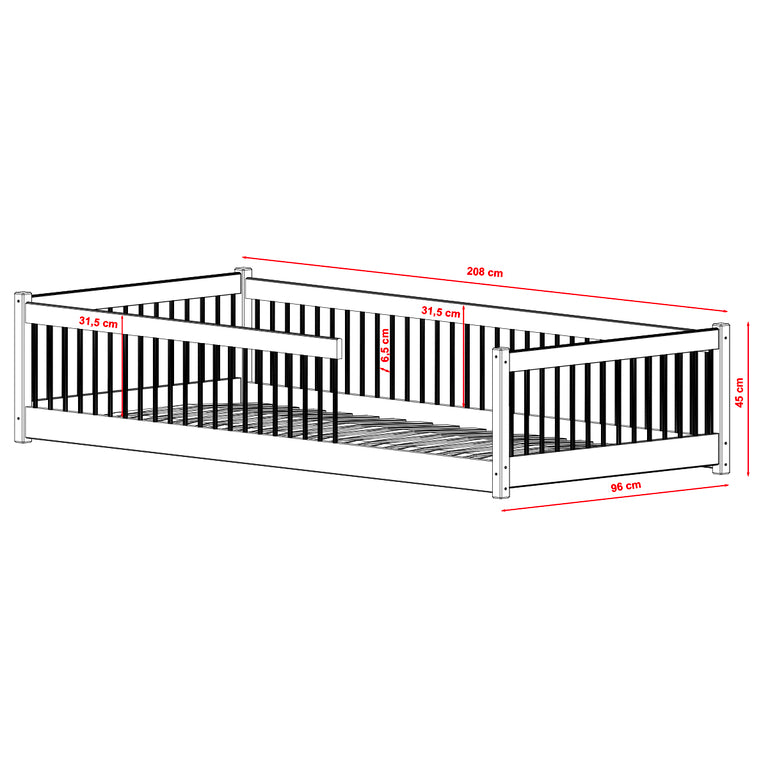 Lit au sol 90x200 sommier inclus Tamara Cachemire - vue 3