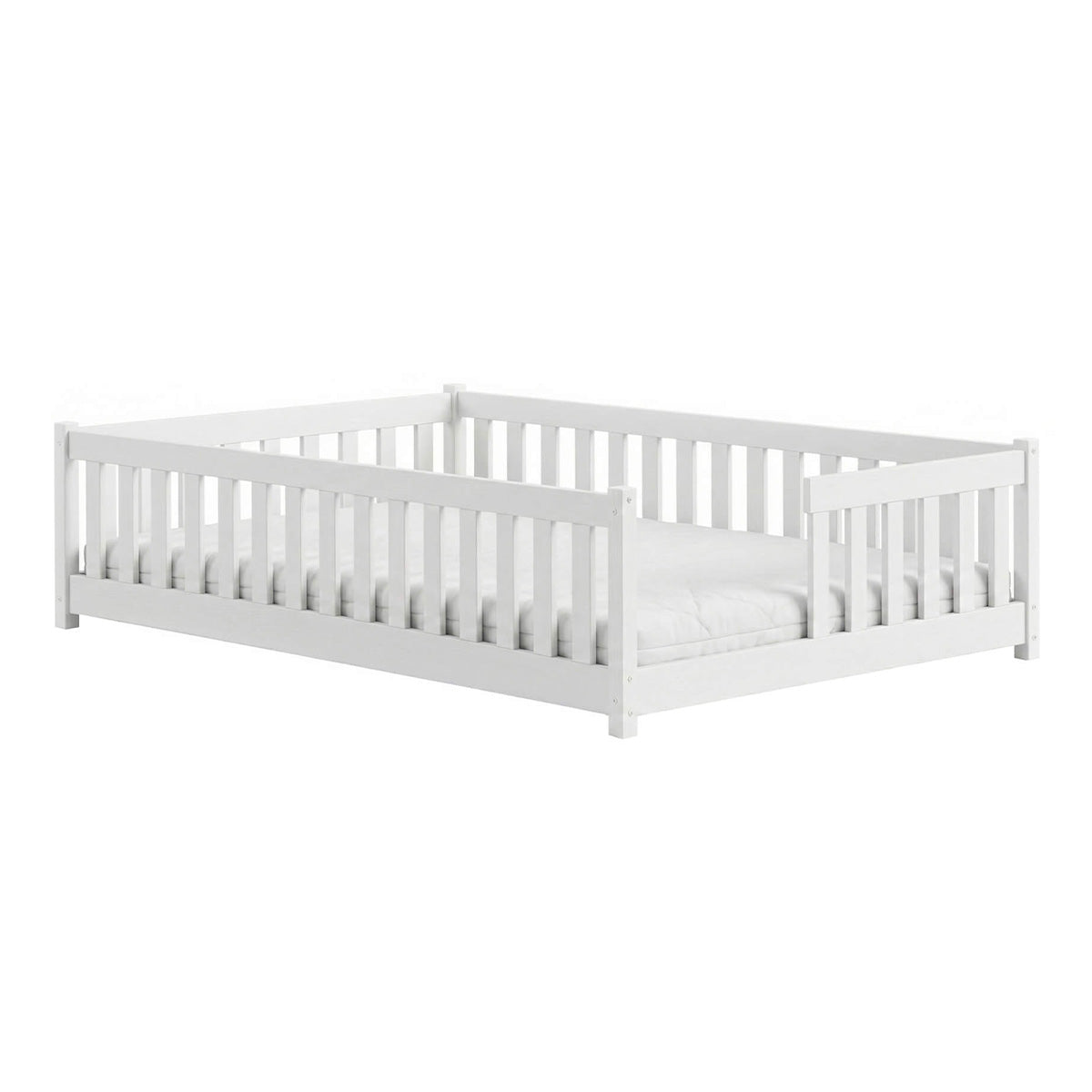 Lit au sol 140x200 sommier inclus Théa Blanc - vue 2