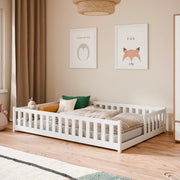 Lit au sol 140x200 sommier inclus Théa Blanc