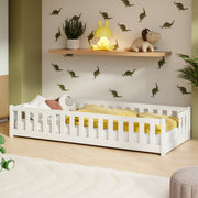 Lit au sol 90x200 sommier inclus Théa Blanc