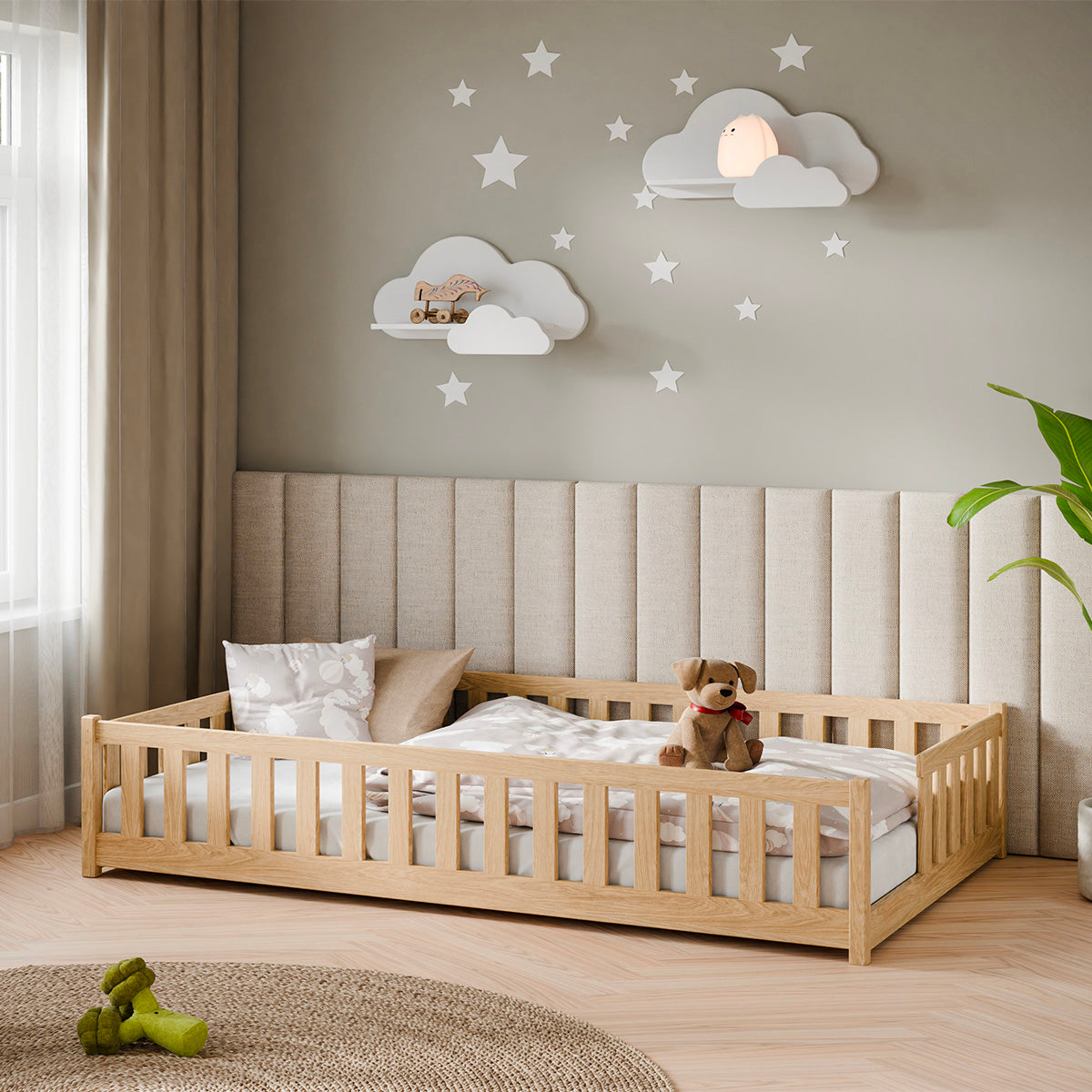 Lit au sol 120x200 sommier inclus Théa Bois - vue 3