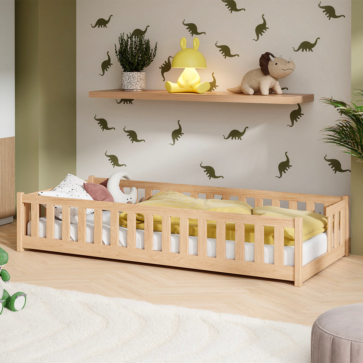 Lit au sol 80x160 sommier inclus Théa Bois