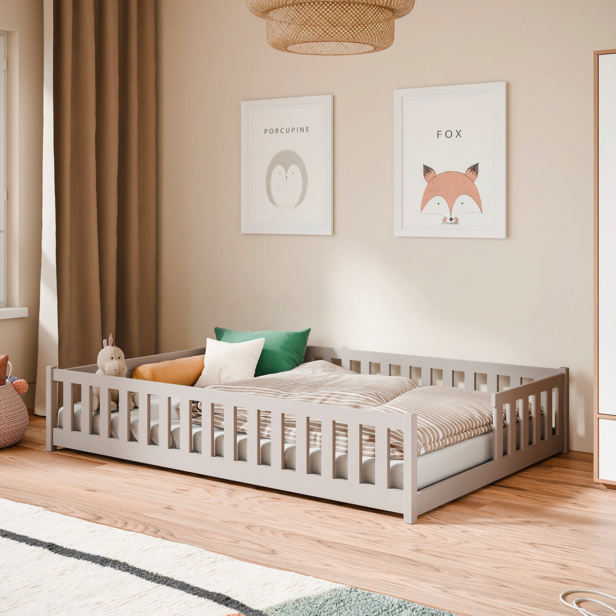 Lit au sol 140x200 sommier inclus Théa Cachemire