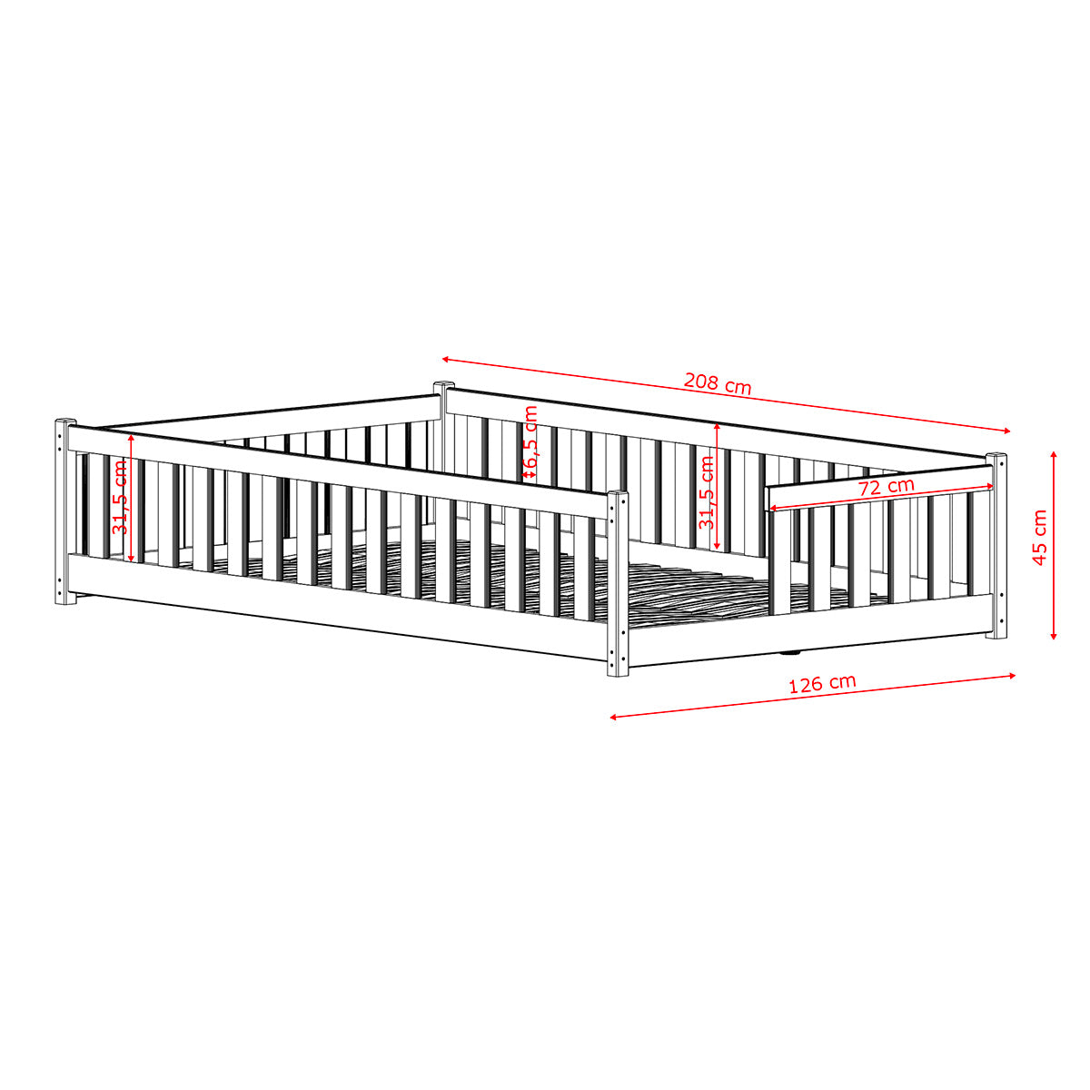 Lit au sol 120x200 sommier inclus Théa Olive - vue 4