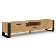 Meuble TV 3 portes 200 cm Nouka Bois et Noir