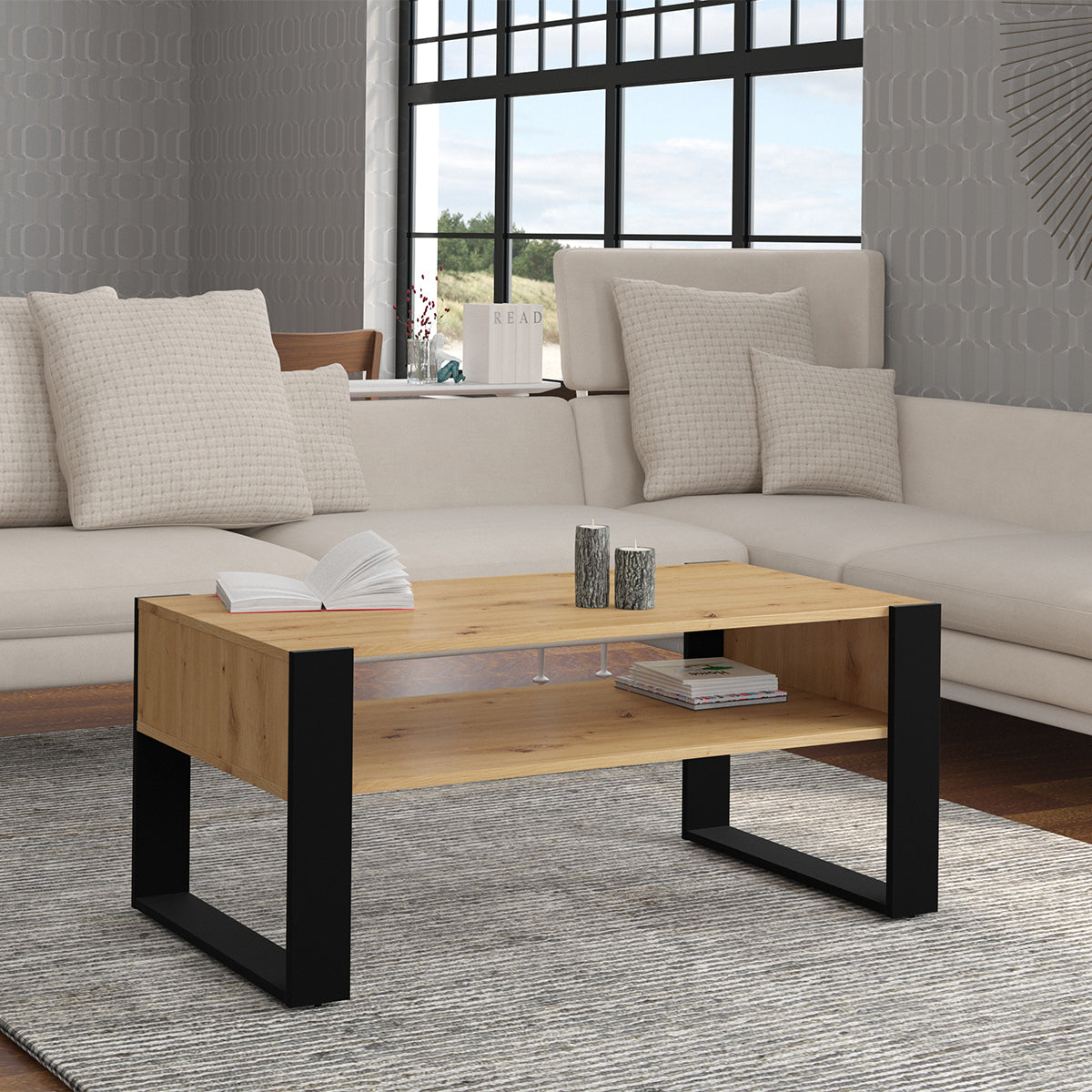 Table basse 110 cm Nouka Bois et Noir - vue 3
