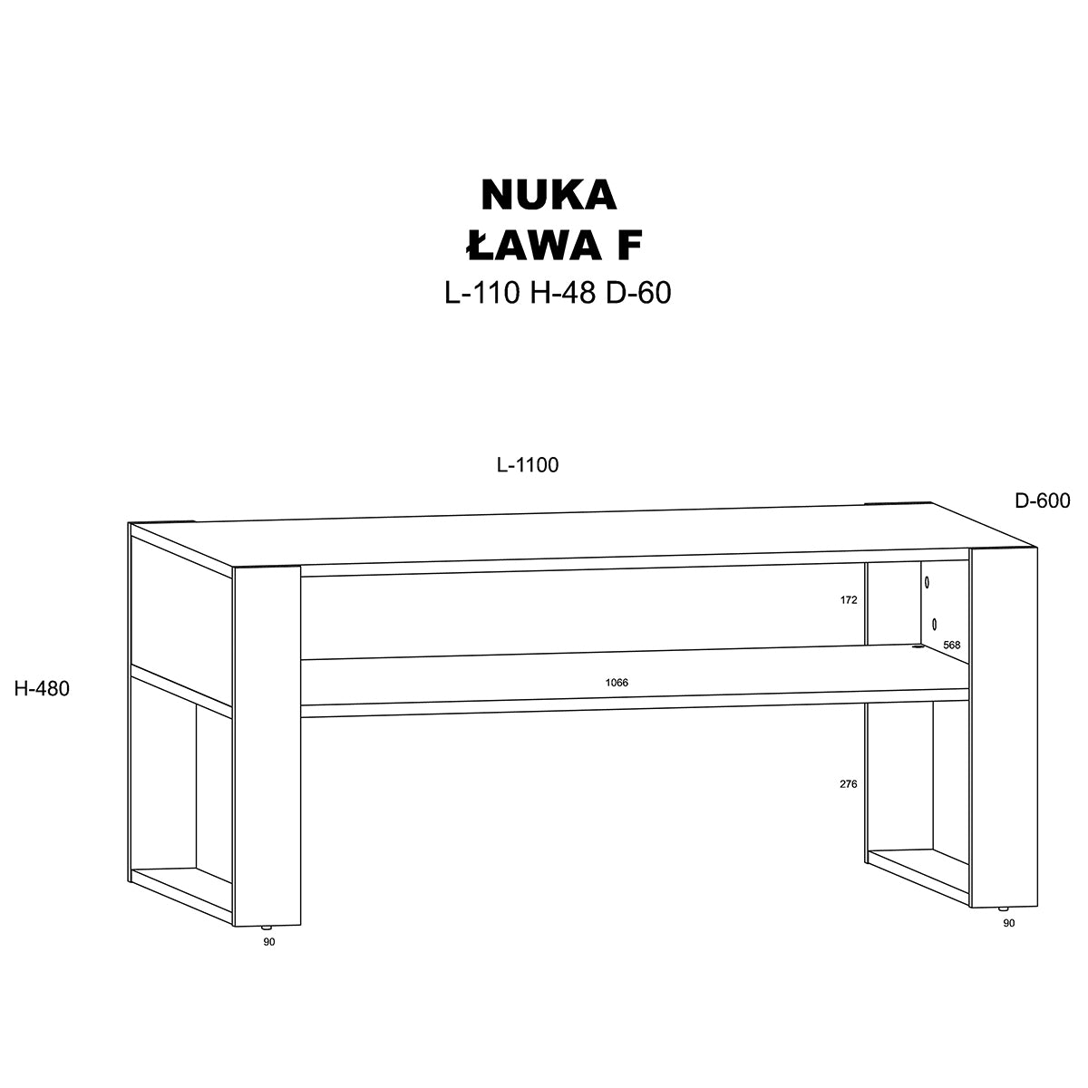 Table basse 110 cm Nouka Bois et Noir - vue 4