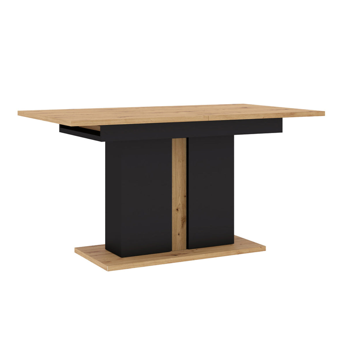 Table à manger extensible 1 pied 4 à 8 places Nouka Bois et Noir