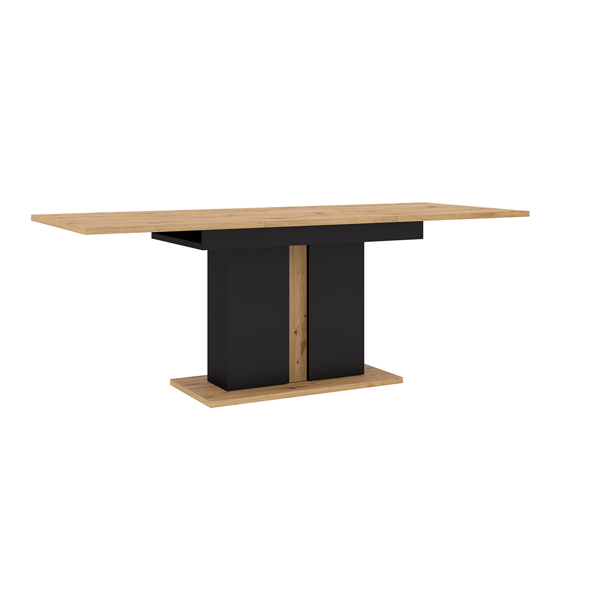 Table à manger extensible 1 pied 4 à 8 places Nouka Bois et Noir - vue 2