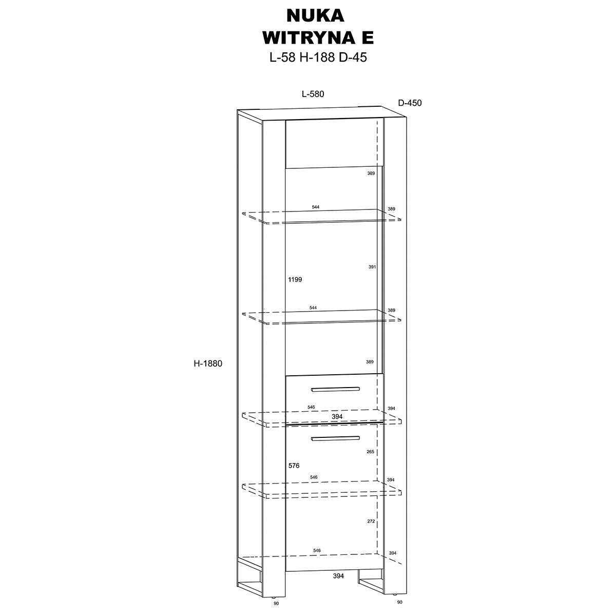 Vitrine 1 porte Nouka Bois et Noir - vue 4