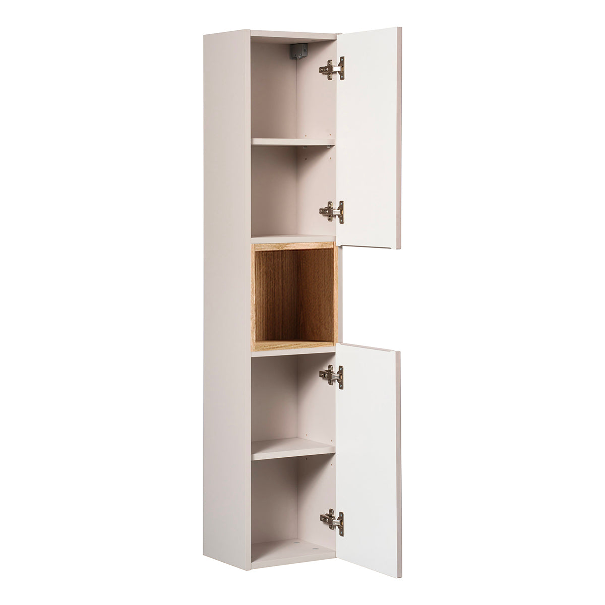 Ensemble meuble simple vasque 50cm 2 tiroirs et colonne Riva Cachemire et Bois - vue 5
