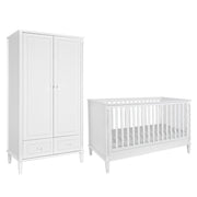 Lit évolutif 70x140 et armoire 2 portes Novelies Bianka Blanc
