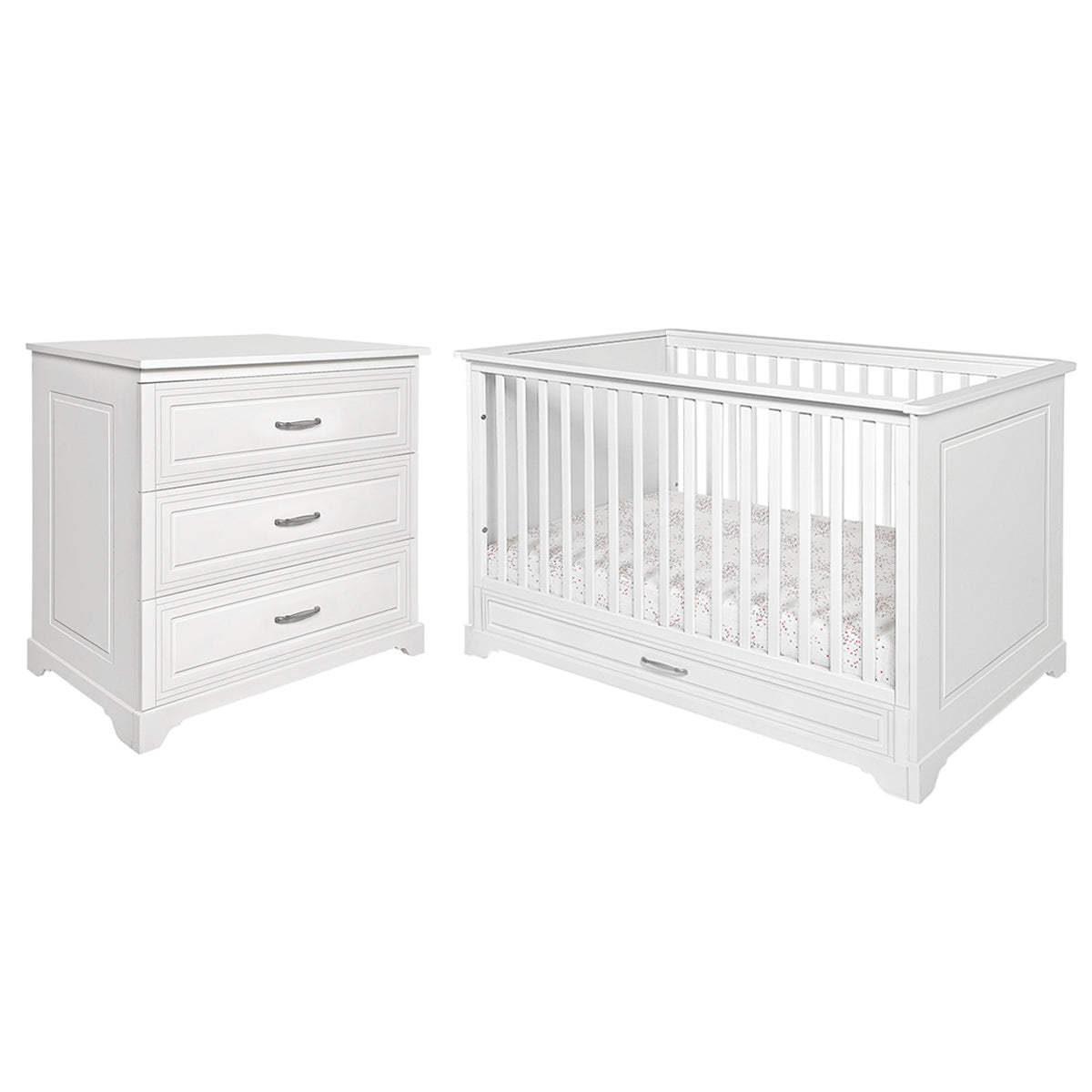 Lit évolutif 70x140 et commode 3 tiroirs Novelies Melody Blanc