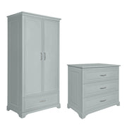 Commode 3 tiroirs et armoire 2 portes Novelies Melody Gris