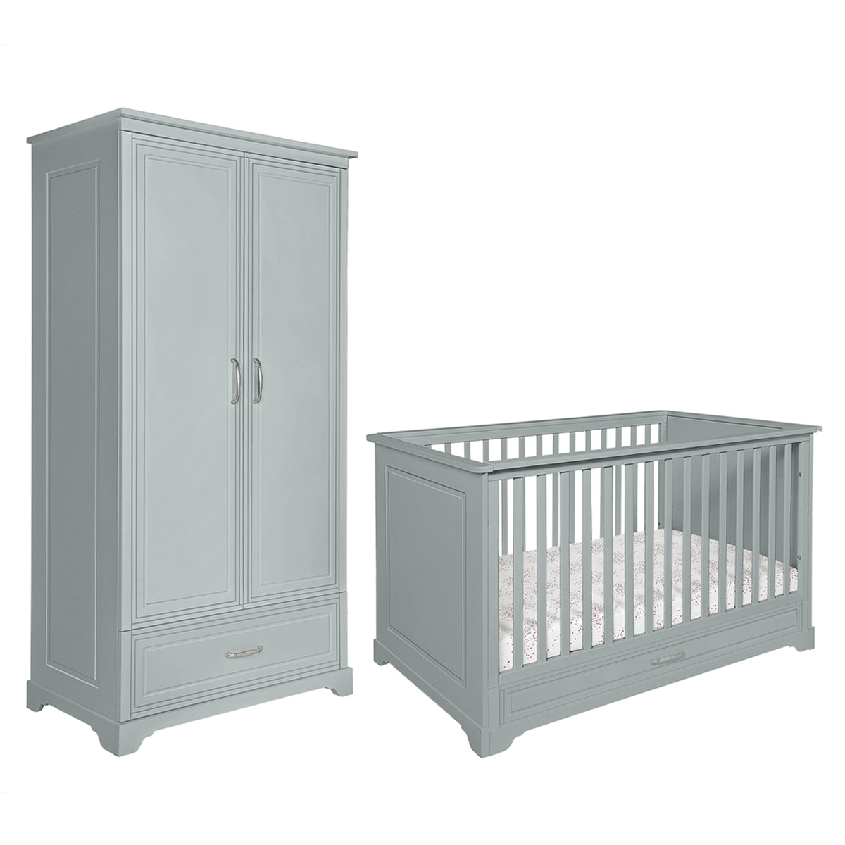 Lit évolutif 70x140 et armoire 2 portes Novelies Melody Gris
