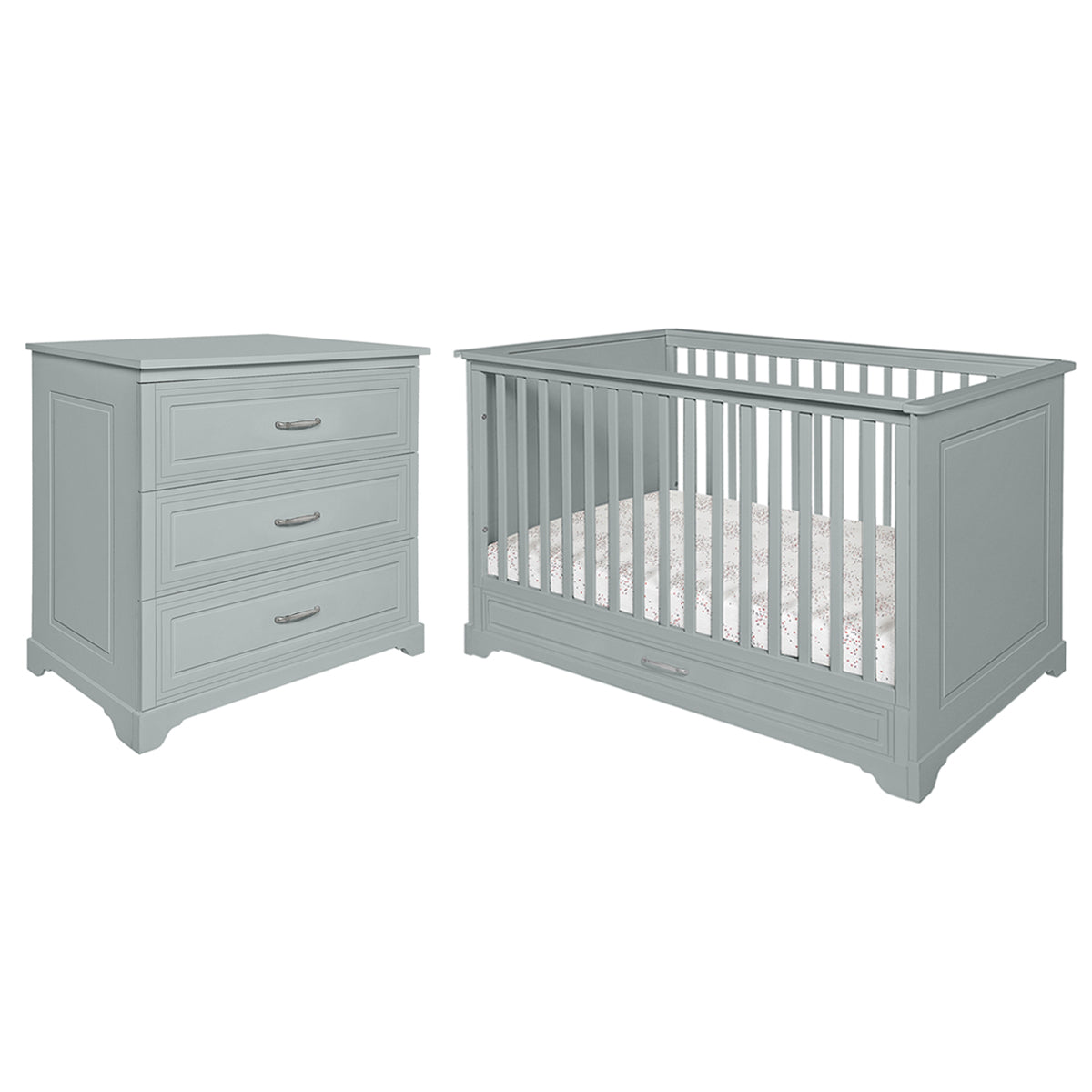Lit évolutif 70x140 et commode 3 tiroirs Novelies Melody Gris
